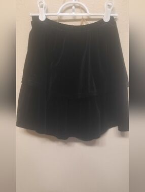 Black Velvet Tiered Mini Skirt